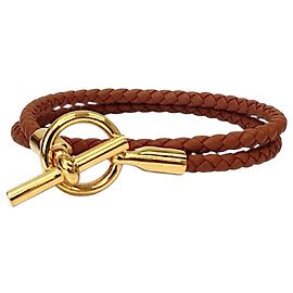 Hermès Bracelet en cuir Hermes Glenan Double Tour Marron Doré