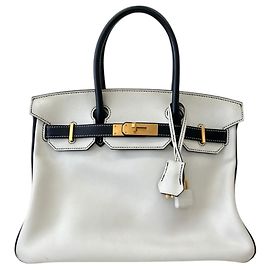 Hermès HERMES Birkin 30 Bicolor Handtasche Schwarz Mehrfarben Golden