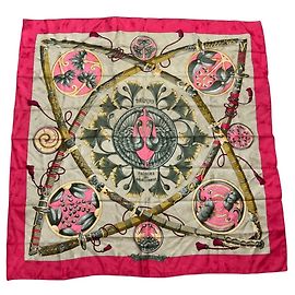 Hermès Lenço de seda Hermes Carre 90 Princes du Soleil Levant Rosa Bege