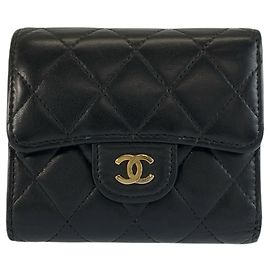 Chanel Coco Mark Matelassé Tri-fold Wallet Black