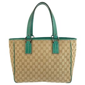 Sac cabas Gucci GG Canvas Beige Vert