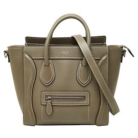 Céline Celine Luggage Nano Shopper Handbag Grey