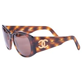 Gafas de sol Chanel Oversized Tortoiseshell CC Castaño Otro
