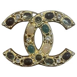 Broche Chanel cabochons Doré