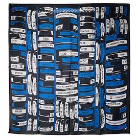 CHANEL - Foulard di seta Chanel 90 blu e grigio Blu navy