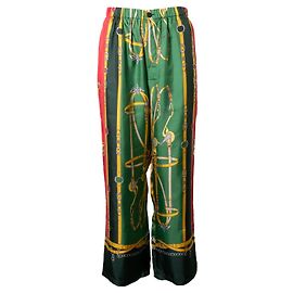 GUCCI - Calças Gucci em seda multicolorida (T42) Multicor
