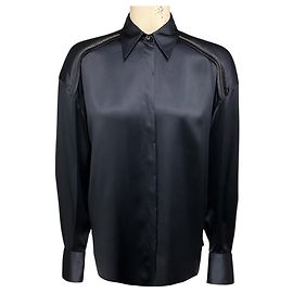 Camicia in seta Brunello Cucinelli Night Sky Navy Blue con catena Monili Blu navy