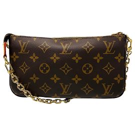 Bolsa de Ombro Louis Vuitton Brown Monogram Canvas Pochette Accessoires Marrom