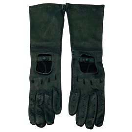 Marni lange Lederhandschuhe in Dunkelgrün Grün