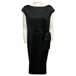 Autre Marque Vestido de cocktail midi em cetim preto St. John Preto