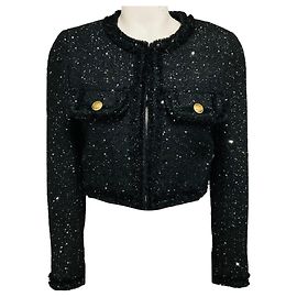 Autre Marque Veste boxy Dumont en tweed noir Alice + Olivia Noir