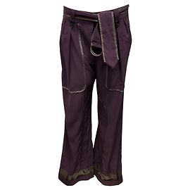 Calças de seda cor berinjela com cinto Dries Van Noten Roxo