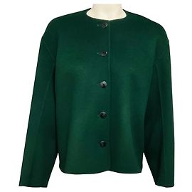 Autre Marque Chaqueta de lana abotonada sin cuello Arts & Science Green Azul