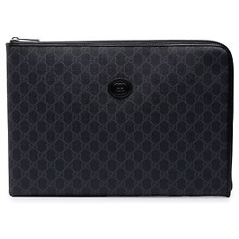 Gucci GG Supreme Interlocking G Clutch Schwarz Schwarz