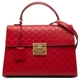 Gucci Guccissima Handtasche rot mit Vorhängeschloss Rot