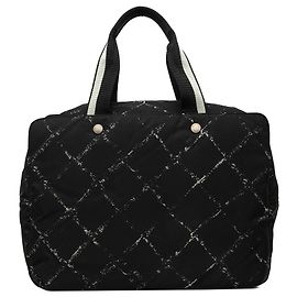 Chanel Old Travel Line Nylon Handtasche Schwarz Schwarz
