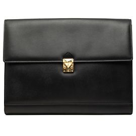 Autre Marque Clutch Saint Laurent Dunhill Oxford Lock em couro preto Preto