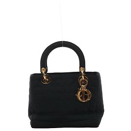 Borsa Christian Dior Lady Dior Cannage in nylon nera Rosso