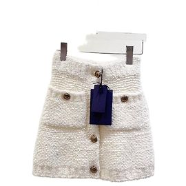 Jupe Prada en tweed beige taille haute Autre