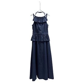 Chanel langes Kleid Navy Baumwolle Andere