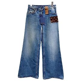 Jeans Louis Vuitton em denim azul de perna larga Outro