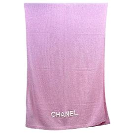 Chanel Schal aus Baumwolle in Rosa mit besticktem Logo Andere