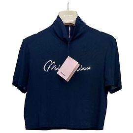 Miu Miu Black Viscose Top with Sequin Logo Other