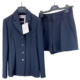 Conjunto de Blazer com Cinto e Calções Dior Navy de Lã e Seda Outro