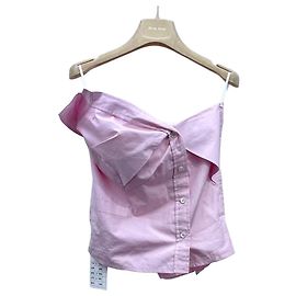 Miu Miu Asymmetrical Bandeau Top Pink Cotton Other