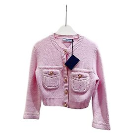Prada Pull en Cachemire Rose Logo Triangle Autre