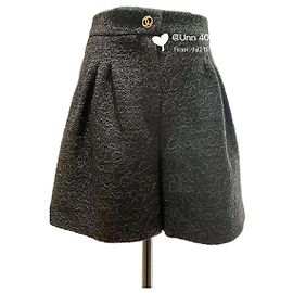 Chanel Tweed Shorts Black All-over Logo Other