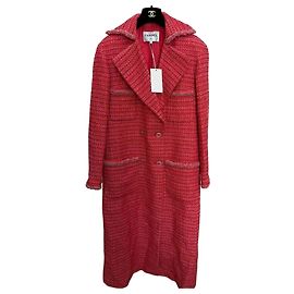 Abrigo Largo Chanel de Tweed Rojo Otro