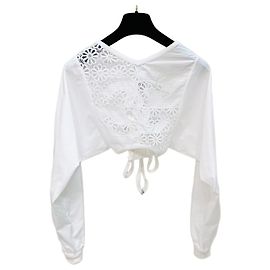 Top cropped Chanel de algodão branco com logótipo vazado Outro