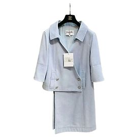 Chanel Blue Tweed Jacket Asymmetrical Cut Other