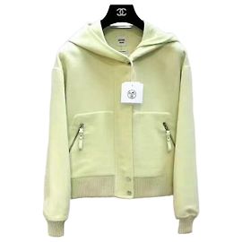Hermès Yellow Cashmere Hooded Jacket Size 36 Other
