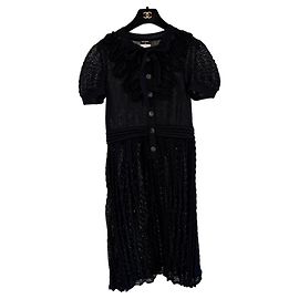 Chanel Kleid aus schwarzer Seide mit Puffärmeln Andere