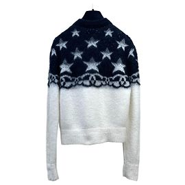 Chanel Coco Neige Malha de Cachemir Estrelas Pretas e Brancas Outro