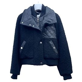 Hermès Black Polyamide Jacket with Lambswool Trim Size 38 Other
