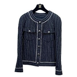 Chanel Tweed Jacket with Vertical Stripes Size 36 Other