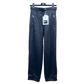 Pantalon Chanel Imprimé Logo Viscose Noir Autre