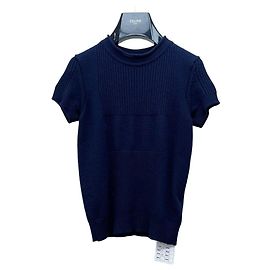 Hermès Navy Cashmere Short Sleeve Top Other