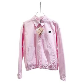 Giacca Miu Miu Rosa in Cotone con Logo Ricamato Altro