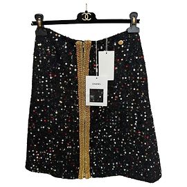 Jupe Chanel en Tweed avec Broderies de Sequins Multicolores Taille 36 Autre