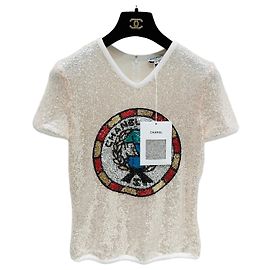 Haut Chanel à Paillettes Multicolores Col V Autre