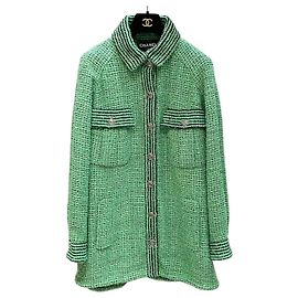 Veste Chanel en Tweed Vert à Carreaux Oversize FR 36 Autre