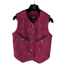 Colete de Tweed Chanel Cor Berry Outro