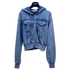 Felpa con cappuccio e zip Acne Studios blu in cotone Altro