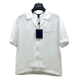 Top Louis Vuitton Bianco in Cotone con Logo in Pizzo Altro