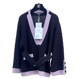 Malha Chanel Color-block de Lã Outro