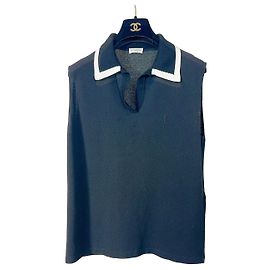 Autre Marque Polo sin mangas bordado Saint Laurent de algodón negro Otro
